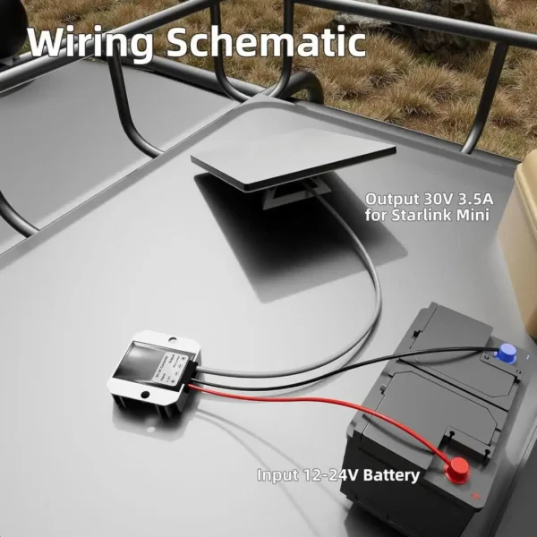 Starlink Mini 12V Adapter, DC 12V Power Cord Converter for Starlink Mini Power Supply Step Up to 30V 3.5A Conversion Kit DC Male Plug for Truck RV No Worry About Voltage Drop or Rise